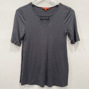 Modcloth Keyhole Grey Short Sleeve Stretch Top Size Small